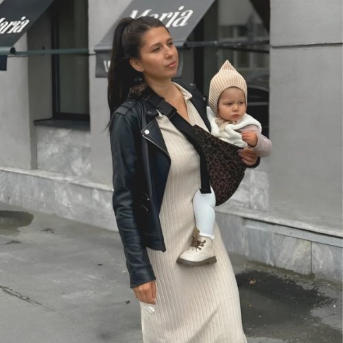Porte-bébé hanche Kidee – motif léopard, cadeau parfait pour maman nomade à Noël
